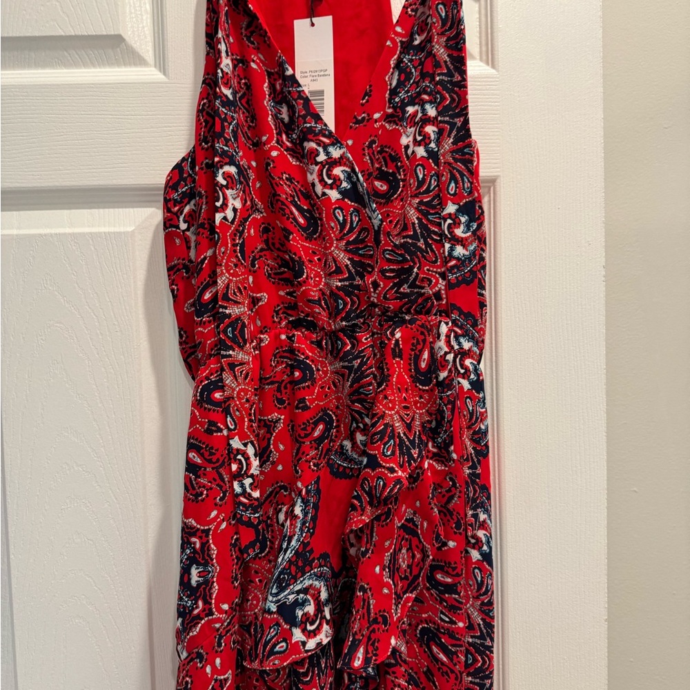 Parker Red and Black Paisley Mini Dress